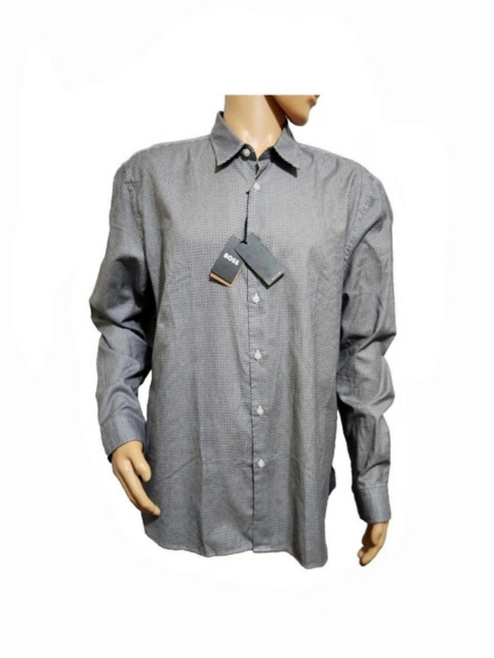 Hugo Boss Men's Size XL Regular Fit Long Sleeve Gray Black Cotton Shirt ---9